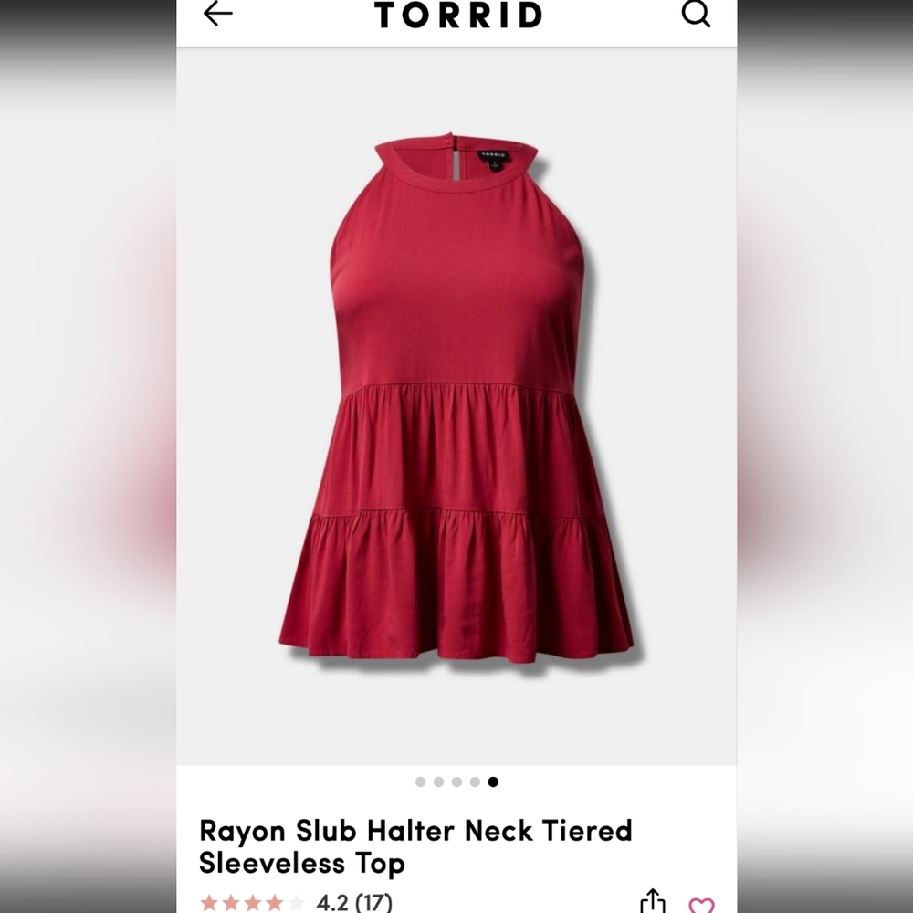NWT Dark Pink Torrid Rayon slub halter tiered sleeveless top